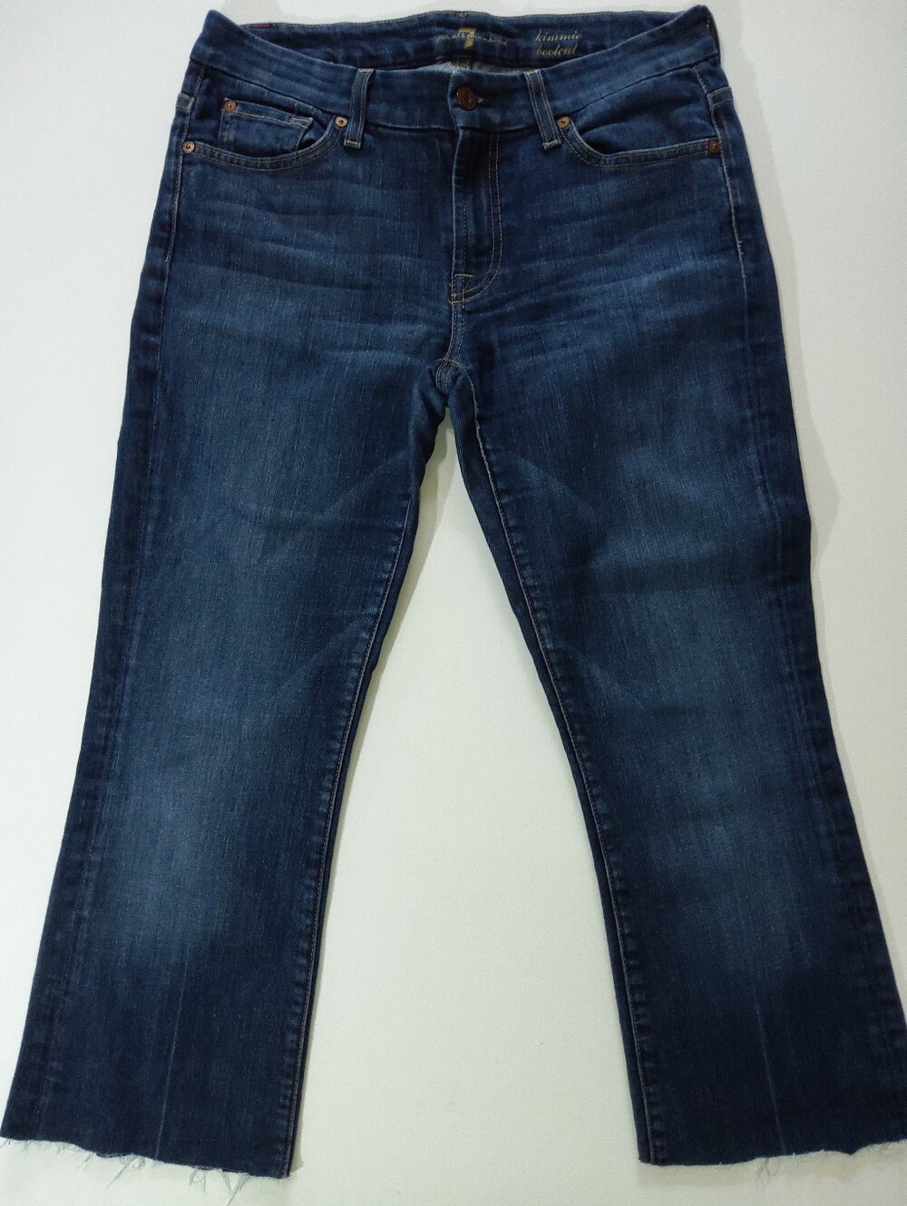 7‎ For All Mankind Jeans Kimmie Bootcut Womens 30 Dark Wash Cutoff Raw Hem